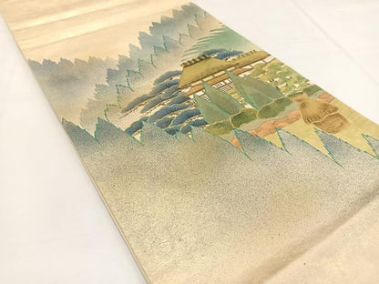 平和屋着物◎六通柄袋帯　作家物　金彩　引箔　正絹　逸品　BAAW8168yc