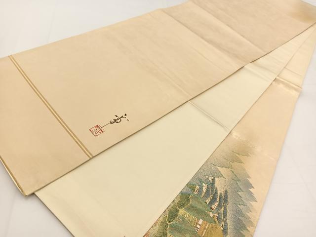平和屋着物◎六通柄袋帯　作家物　金彩　引箔　正絹　逸品　BAAW8168yc