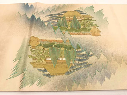 平和屋着物◎六通柄袋帯　作家物　金彩　引箔　正絹　逸品　BAAW8168yc