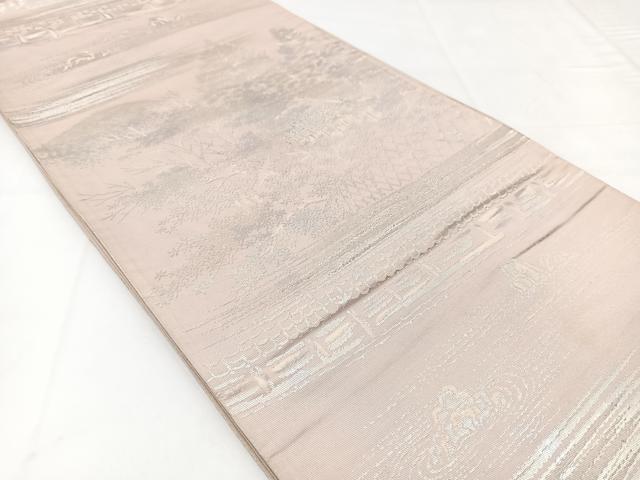 平和屋着物◎六通柄袋帯　枯山水風景文　銀糸　正絹　逸品　BAAW8173yc