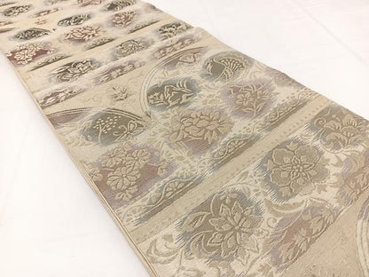 平和屋着物◎六通柄袋帯　動物更紗花文　金糸　引箔　正絹　逸品　BAAW8177yc