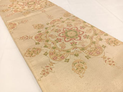 平和屋着物◎六通柄袋帯　更紗花鳥文　金糸　正絹　逸品　BAAW8182yc