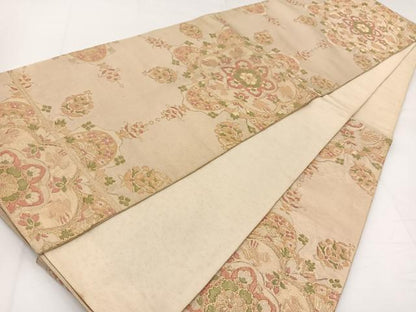 平和屋着物◎六通柄袋帯　更紗花鳥文　金糸　正絹　逸品　BAAW8182yc