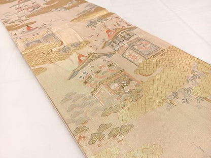 平和屋着物◎佐賀錦　六通柄袋帯　祇園会　金糸　正絹　逸品　BAAW8183yc