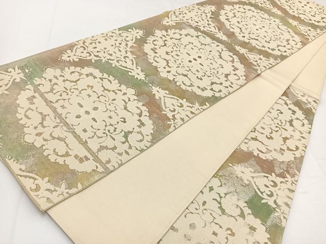 平和屋着物◎六通柄袋帯　正倉院花文　金銀糸　引箔　正絹　逸品　BAAW8191yc
