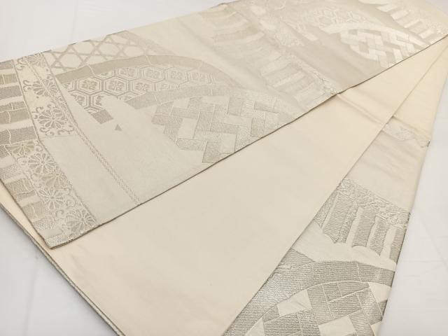 平和屋着物◎六通柄袋帯　唐織　籬花文　銀糸　正絹　逸品　BAAW8193yc