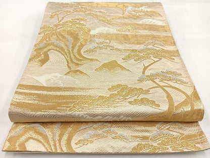 平和屋着物◎六通柄袋帯　浜松文　金銀糸　正絹　逸品　BAAW8196yc