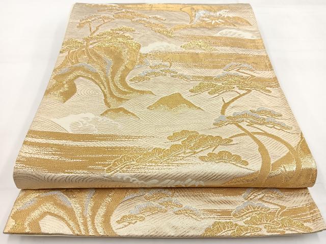 平和屋着物◎六通柄袋帯　浜松文　金銀糸　正絹　逸品　BAAW8196yc
