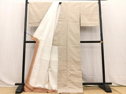 平和屋着物●訪問着　結城紬　100亀甲　亀甲文　ロング丈　正絹　逸品　BAAW8235yc