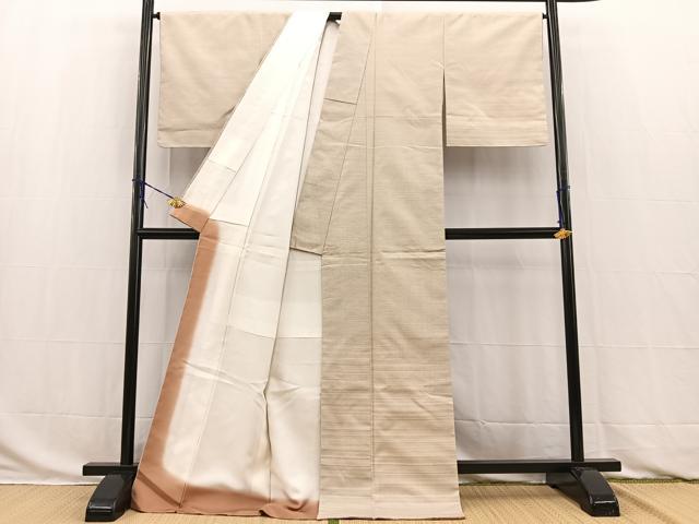 平和屋着物●訪問着　結城紬　100亀甲　亀甲文　ロング丈　正絹　逸品　BAAW8235yc