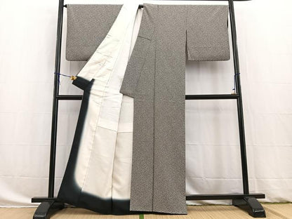 平和屋着物●江戸小紋　萩唐草文　黒地　正絹　逸品　BAAW8274yc