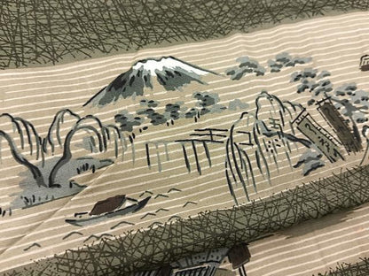 平和屋着物■男性　長襦袢　袷　横段風景文　正絹　逸品　BAAW8350yc