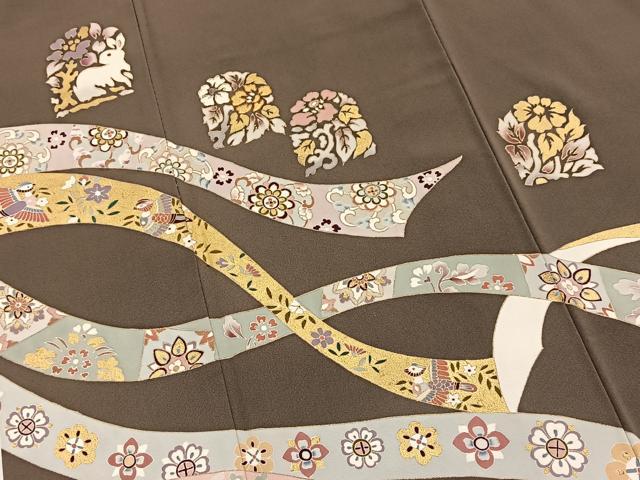 平和屋着物■豪華色留袖　作家物　駒刺繍　江戸友禅　舟風居　兎更紗花鳥文　金彩　正絹　逸品　BAAW8363yc