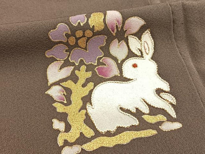 平和屋着物■豪華色留袖　作家物　駒刺繍　江戸友禅　舟風居　兎更紗花鳥文　金彩　正絹　逸品　BAAW8363yc