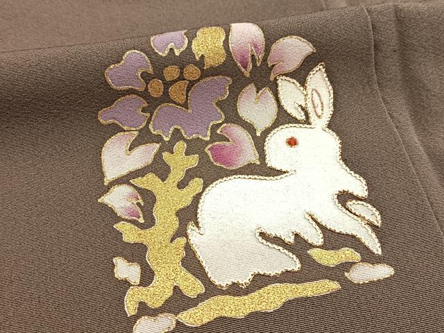 平和屋着物■豪華色留袖　作家物　駒刺繍　江戸友禅　舟風居　兎更紗花鳥文　金彩　正絹　逸品　BAAW8363yc