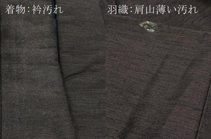 平和屋着物■男性　紬　アンサンブル　霞文　正絹　逸品　BAAW8377yc