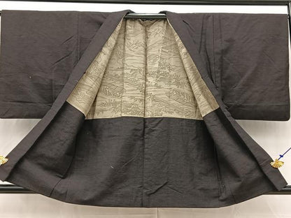 平和屋着物■男性　紬　アンサンブル　霞文　正絹　逸品　BAAW8377yc
