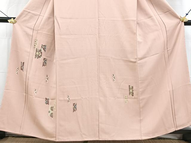 平和屋着物■訪問着 破れ熨斗花文 薄柿色 正絹 逸品 BAAW8385yc