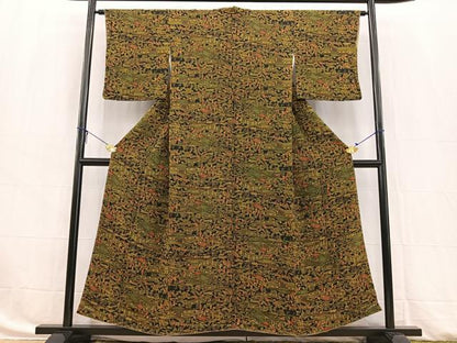 平和屋着物■上質な小紋　平安人物風景文　黒地　鬼しぼ縮緬　正絹　逸品　未使用　BAAW8396yc
