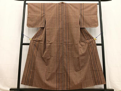 平和屋着物■上質な紬 縞 正絹 逸品 BAAW8397yc