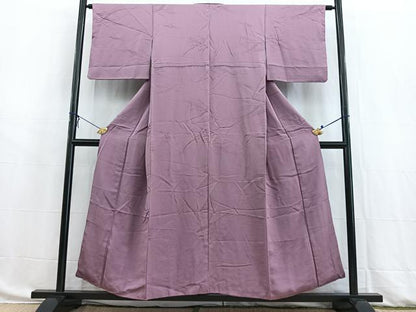 平和屋着物■上質な色無地　枝花地紋　浅紫色　正絹　逸品　BAAW8429yc