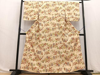 平和屋着物■上質な小紋 草花文 正絹 逸品 BAAW8432yc