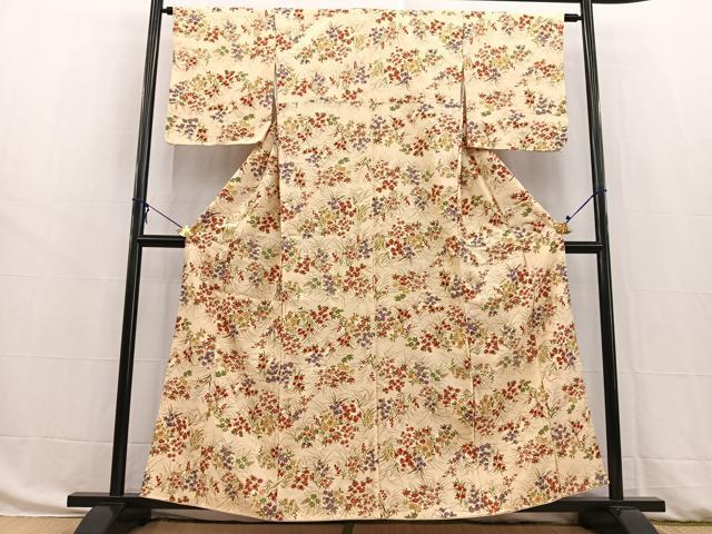 平和屋着物■上質な小紋 草花文 正絹 逸品 BAAW8432yc