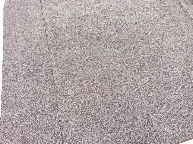 平和屋着物■江戸小紋　流水草花文　正絹　逸品　BAAW8439yc