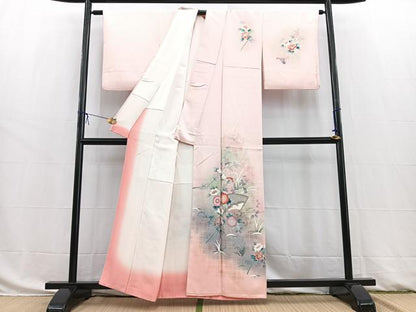 平和屋着物■訪問着　地紙花文　暈し染め　正絹　逸品　BAAW8441yc