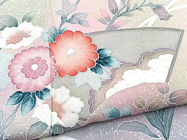 平和屋着物■訪問着　地紙花文　暈し染め　正絹　逸品　BAAW8441yc