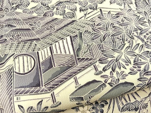 平和屋着物■上質な小紋　型染め　風景花文　正絹　逸品　未使用　BAAW8443yc