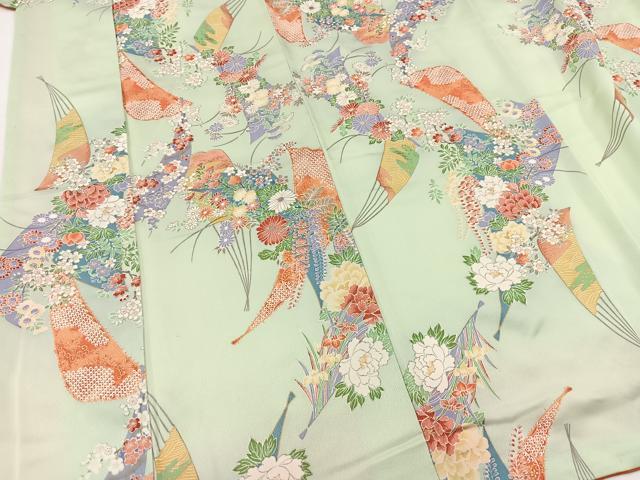 平和屋着物■上質な小紋　扇花文　金彩　正絹　逸品　BAAW8455yc