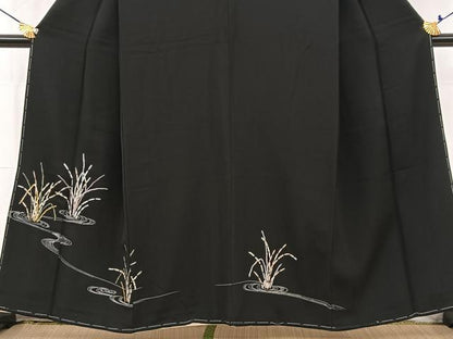 平和屋着物■豪華黒留袖　流水木賊文　金銀彩　正絹　逸品　未使用　BAAW8456yc