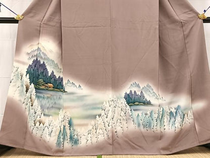 平和屋着物■豪華色留袖　風景樹林文　暈し染め　正絹　逸品　BAAW8458yc