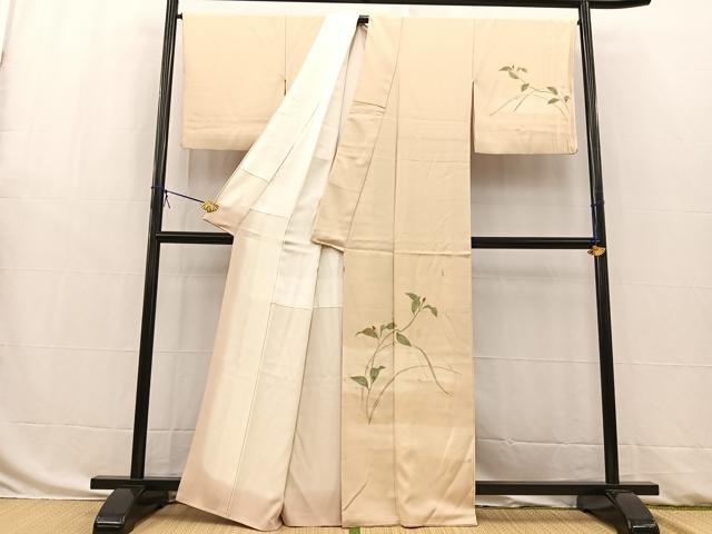 平和屋着物■訪問着　駒刺繍　草花文　暈し染め　金彩　正絹　逸品　BAAW8461yc