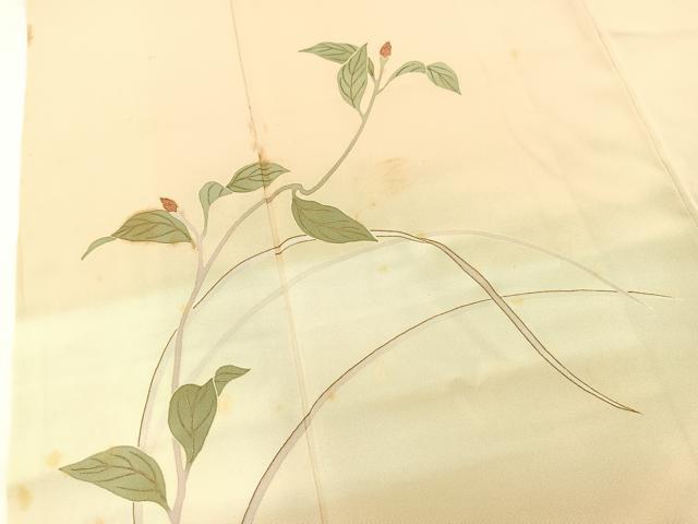 平和屋着物■訪問着　駒刺繍　草花文　暈し染め　金彩　正絹　逸品　BAAW8461yc