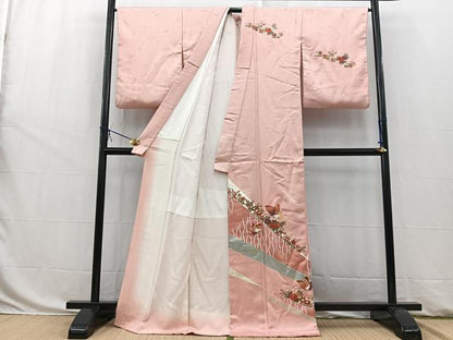 平和屋着物■訪問着 流水花蝶文 金彩 正絹 逸品 BAAW8463yc