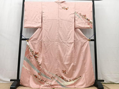 平和屋着物■訪問着 流水花蝶文 金彩 正絹 逸品 BAAW8463yc
