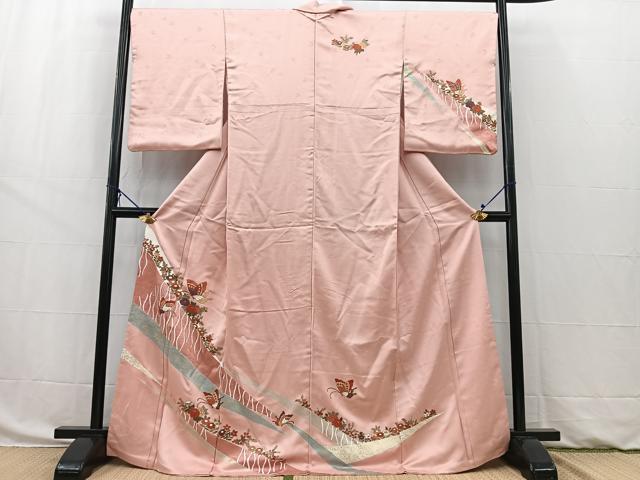 平和屋着物■訪問着 流水花蝶文 金彩 正絹 逸品 BAAW8463yc