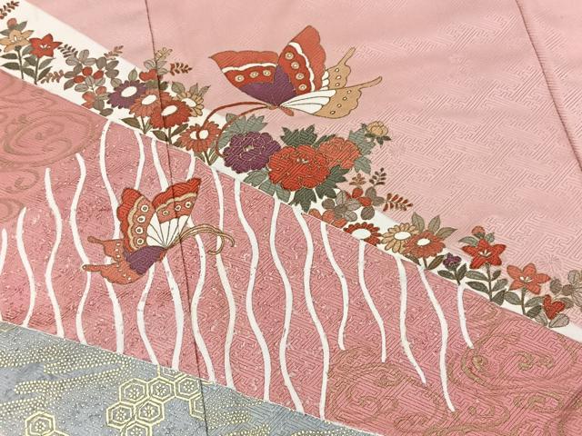 平和屋着物■訪問着 流水花蝶文 金彩 正絹 逸品 BAAW8463yc