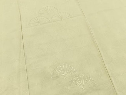 平和屋着物■無地絵訪問着　刺繍　菊花文　若芽色　正絹　逸品　BAAW8472yc