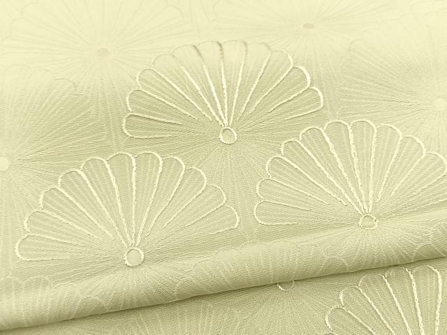 平和屋着物■無地絵訪問着　刺繍　菊花文　若芽色　正絹　逸品　BAAW8472yc