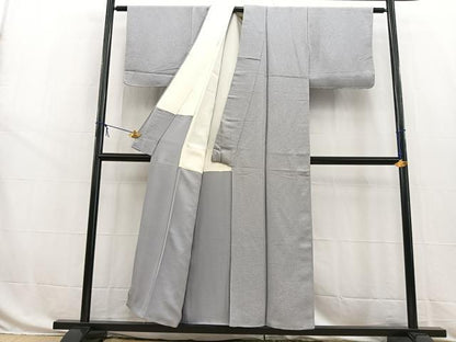 平和屋着物■上質な色無地 氷割れ地紋 暁鼠色 正絹 逸品 未使用 BAAW8477yc