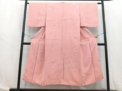 平和屋着物■上質な色無地 雲重ね花地紋 桃色 正絹 逸品 BAAW8479yc