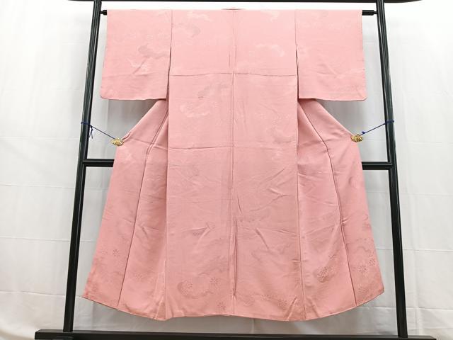 平和屋着物■上質な色無地 雲重ね花地紋 桃色 正絹 逸品 BAAW8479yc