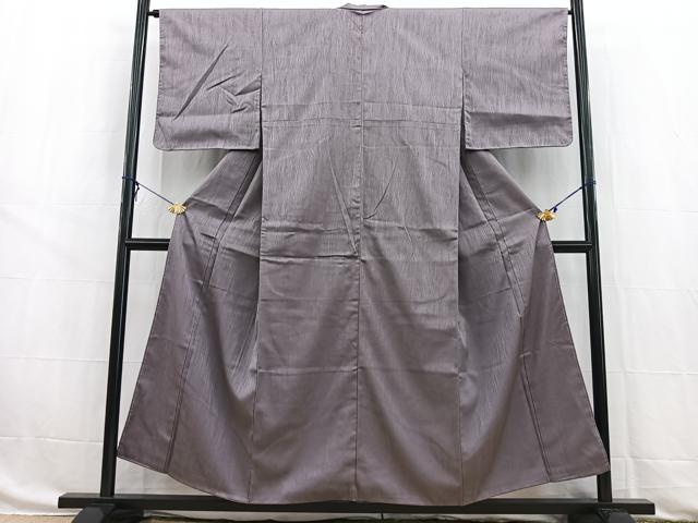 平和屋着物■上質な色無地　杢目地紋　葡萄鼠色　正絹　逸品　BAAW8480yc