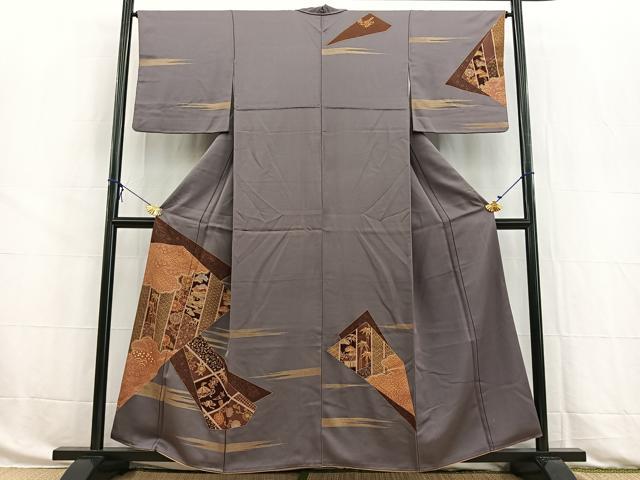 平和屋着物■訪問着 駒刺繍 吉祥切嵌花文 金彩 正絹 逸品 BAAW8483yc