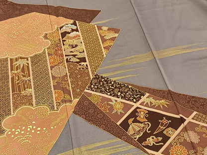 平和屋着物■訪問着 駒刺繍 吉祥切嵌花文 金彩 正絹 逸品 BAAW8483yc