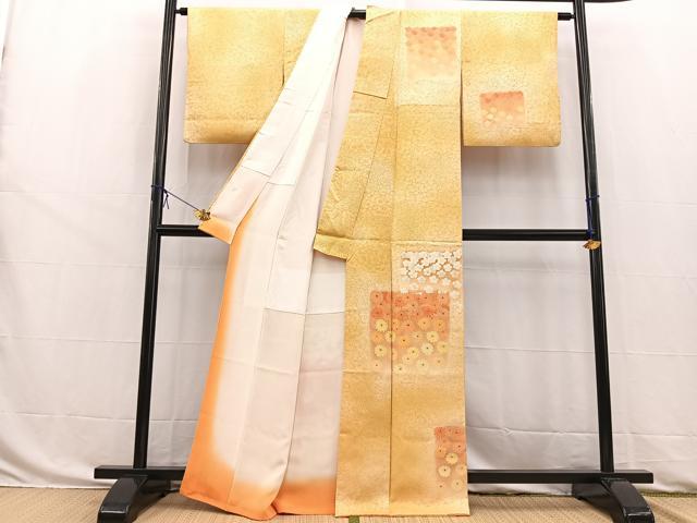 平和屋着物■訪問着　刺繍　色紙花文　暈し染め　正絹　逸品　BAAW8489yc
