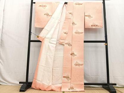 平和屋着物■上質な小紋 地紋起こし 吉祥花文 暈し染め 正絹 逸品 BAAW8500yc